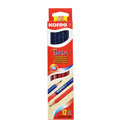 Lapiz Bicolor Kores Azul-Rojo Delgado C/12