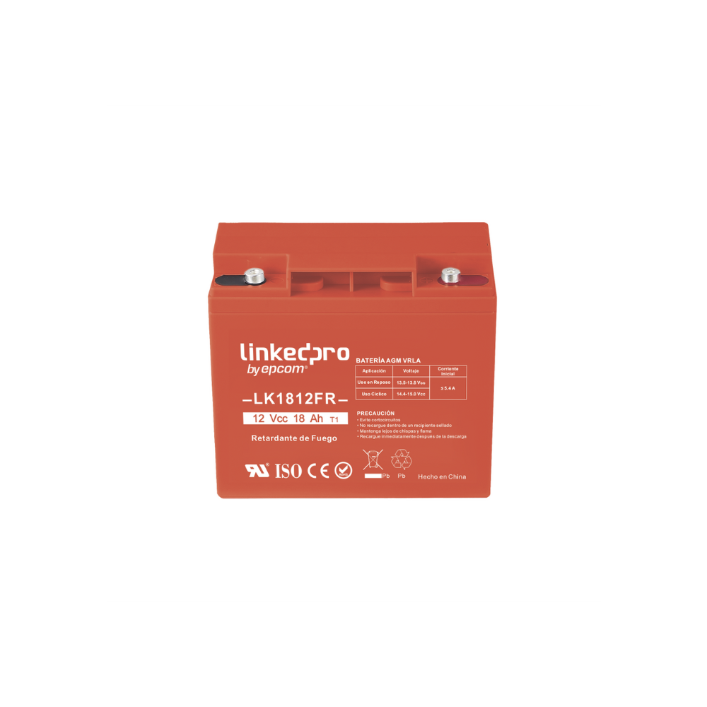 Batería LinkedPRO by Epcom LK1812FR, 12V 18Ah, Tecnología AGM-VRLA, para Equipos Electrónicos y Video Vigilancia
