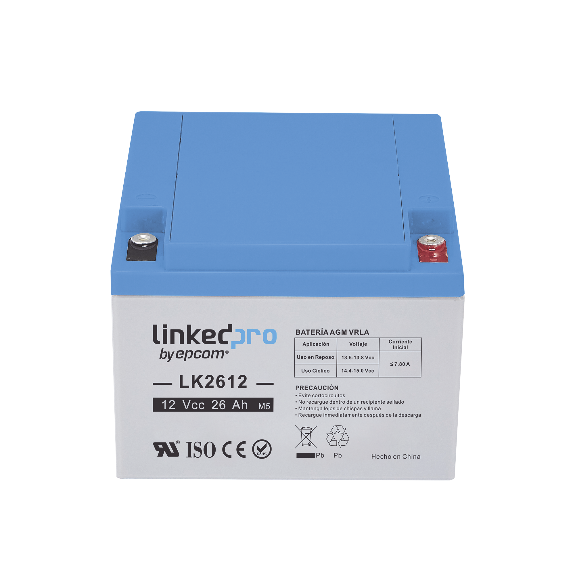 Batería de Respaldo AGM de 12V 26Ah para Seguridad Electrónica y UPS