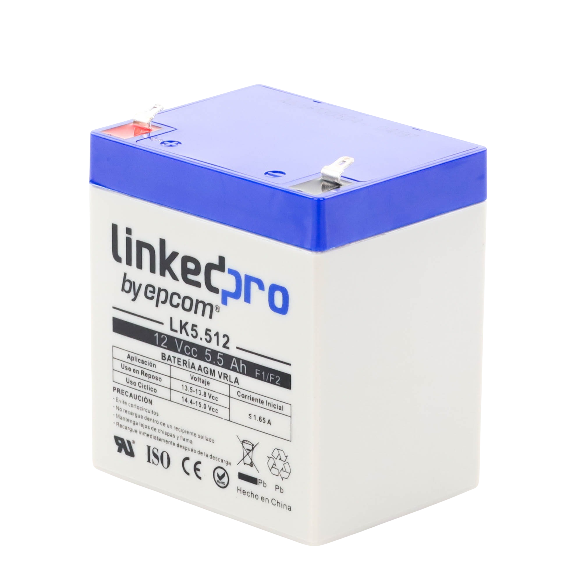 Batería de Respaldo AGM de 12V 5.5Ah para Seguridad Electrónica y UPS