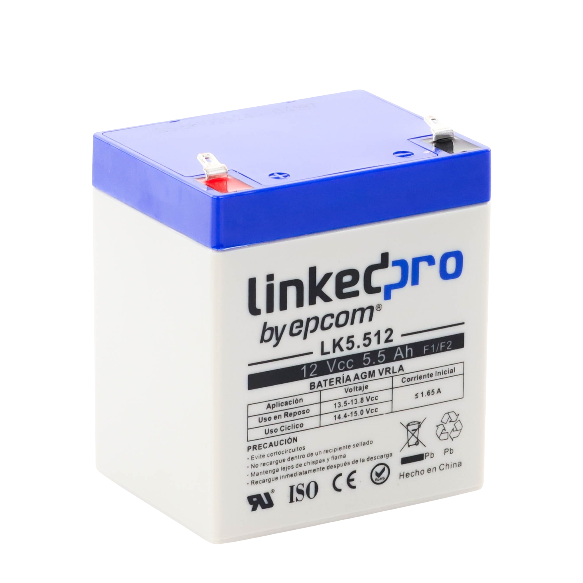 Batería de Respaldo AGM de 12V 5.5Ah para Seguridad Electrónica y UPS
