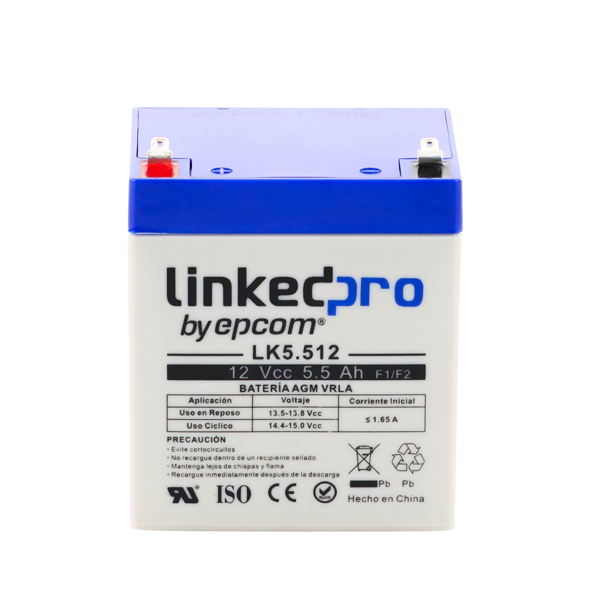 Batería de Respaldo AGM de 12V 5.5Ah para Seguridad Electrónica y UPS