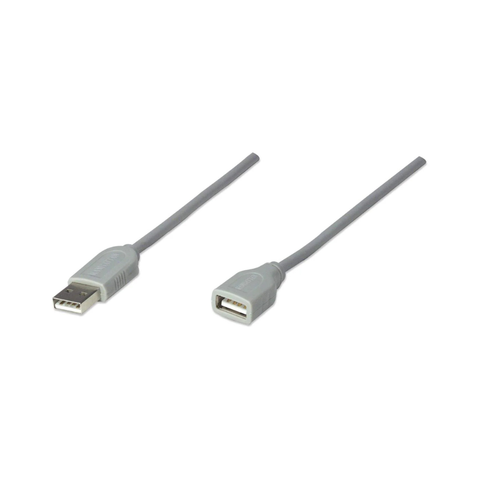 Cable USB 1.1 Extensión 3.0M Manhattan Macho-Hembra Gris (317238)