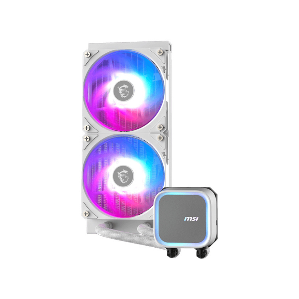 Enfriamiento liquido MSI MAG CORELIQUID A13 240mm blanco 2xFan ARGB compatible AM5/AM4 LGA 1700/1851
