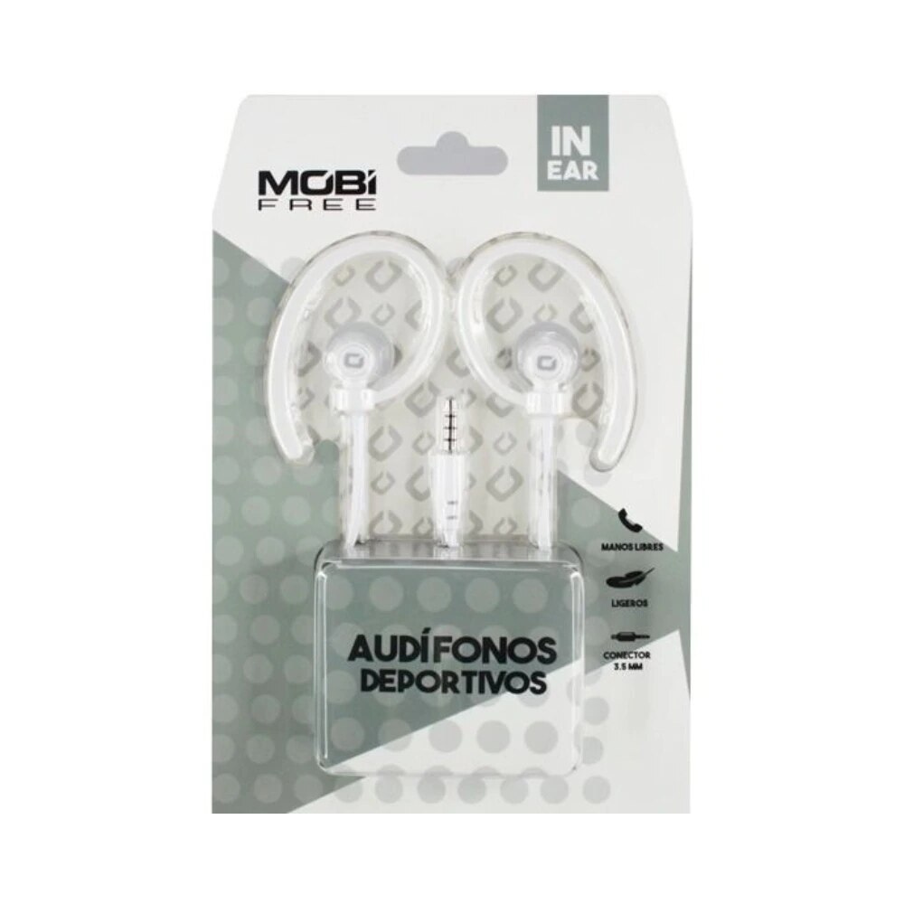 Audifonos Mobi Free Sport Alambricos 3.5mm Blanco MB-02036