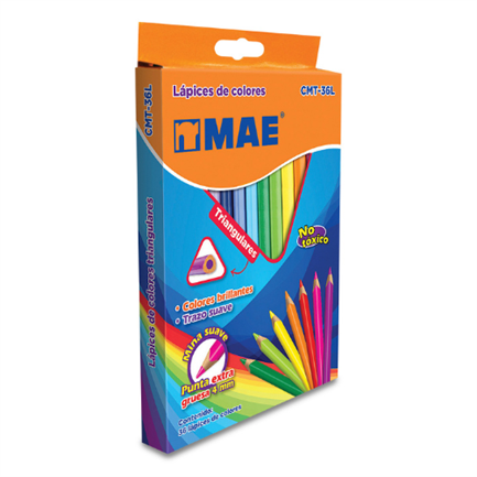 Colores Mae Cmt-36L Triangulares Largos Caja C/36 Pzas