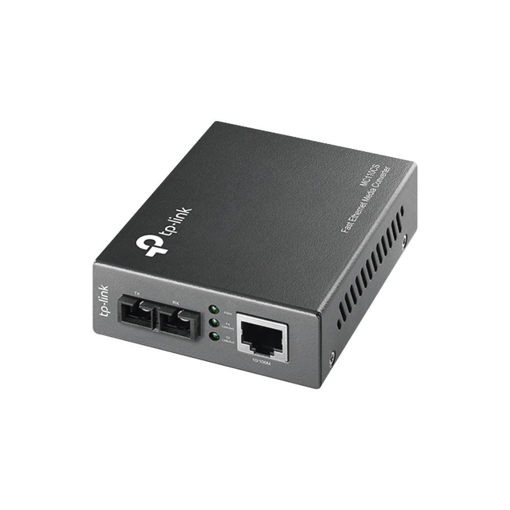 Convertidor Fibra optica Monomodo SC, 1 Puerto RJ45 10/100 Mbps, Hasta 20 Km, Plug and Play