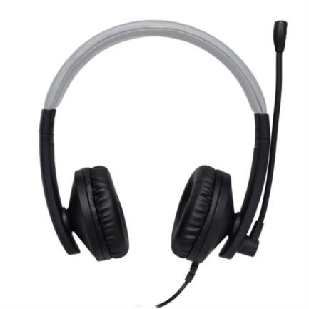 Audifonos diadema alambrico Perfect Choice con USB y microfono ajustable Loudy color Negro