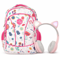 Kit Perfect Choice De Mochila Brooklyn Flores Y Audífonos Catto Color Rosa
