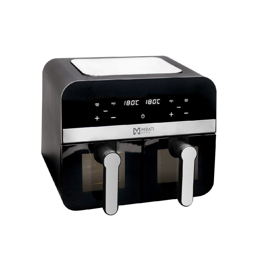 Freidora de Aire Mirati Capacidad 9 Litros Dos Canastas de 4.5L con Ventana Regulación de Temperatura Individual 1700W Temperatura de 80°C a 200°C