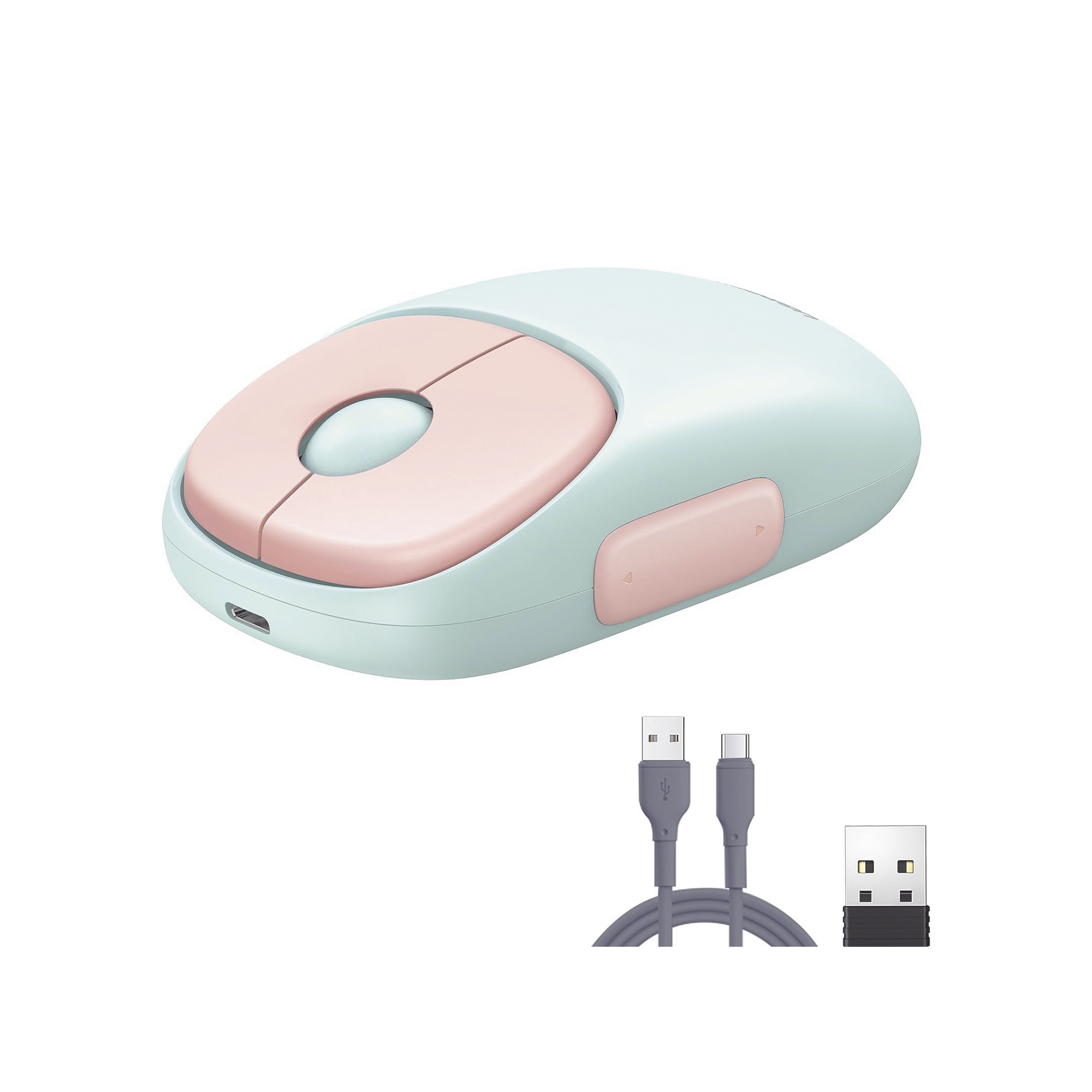 Mouse Inalámbrico FUN Recargable 2.4G Bluetooth 4 DPI Silencioso Ergonómico 5 Botones Win Mac Android iOS Linux Rosa