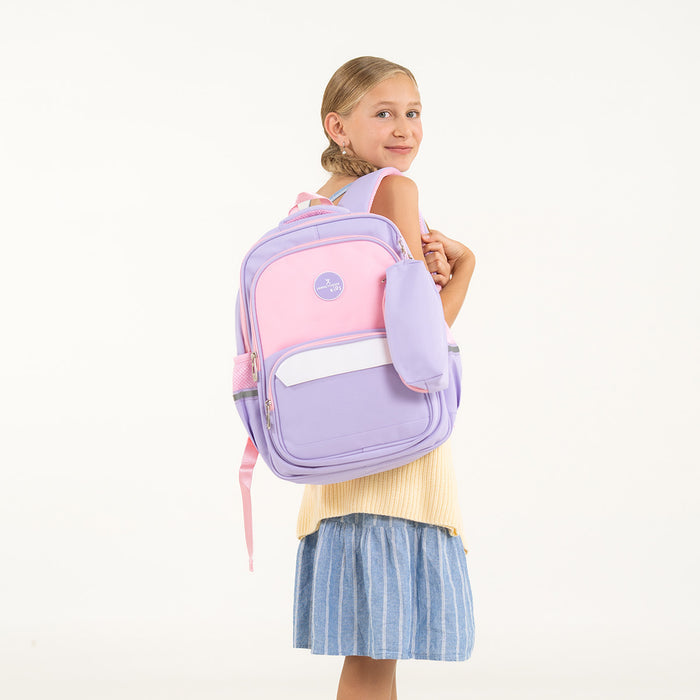 Mochila Escolar Perfect Choice para niños Bookery modelo PC-085249 color Lila con Rosa