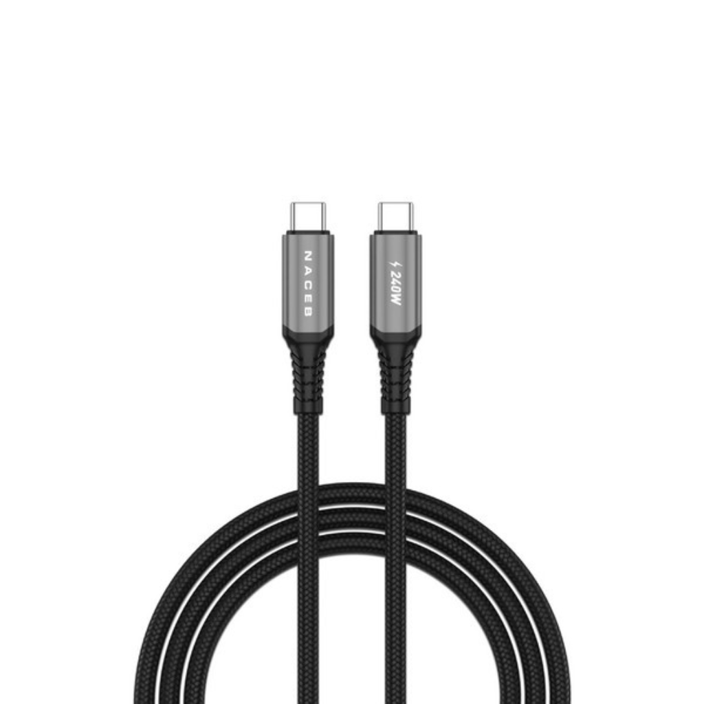 Cable Naceb tipo C a tipo C 240W USB4.0 40GBPS de 1Mcolor Negro