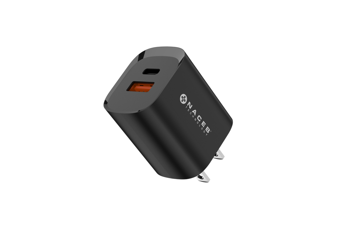 Cargador de pared Naceb Gan USB-A+ USB-C de 35W modelo NA-0143