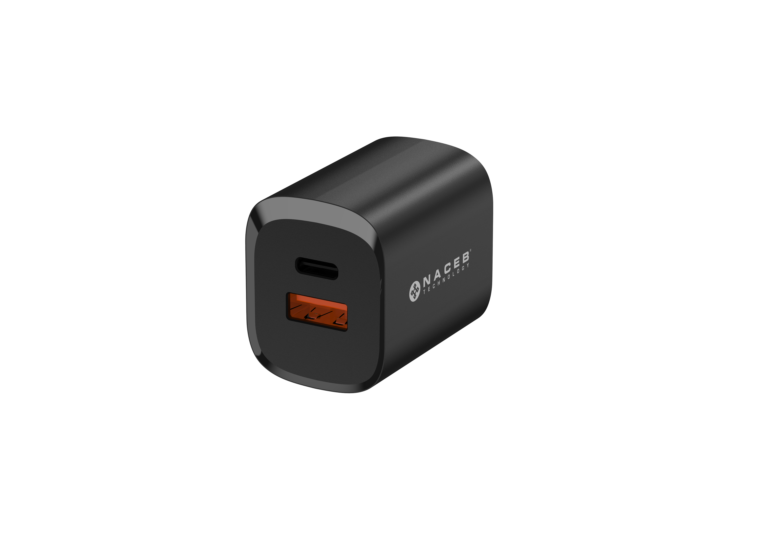 Cargador de pared Naceb Gan USB-A+ USB-C de 35W modelo NA-0143