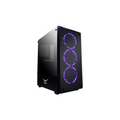 Gabiente gamer Naceb Hydra cristal con 3 ventiladores RGB sin fuente tarjeta Full ATX color Negro