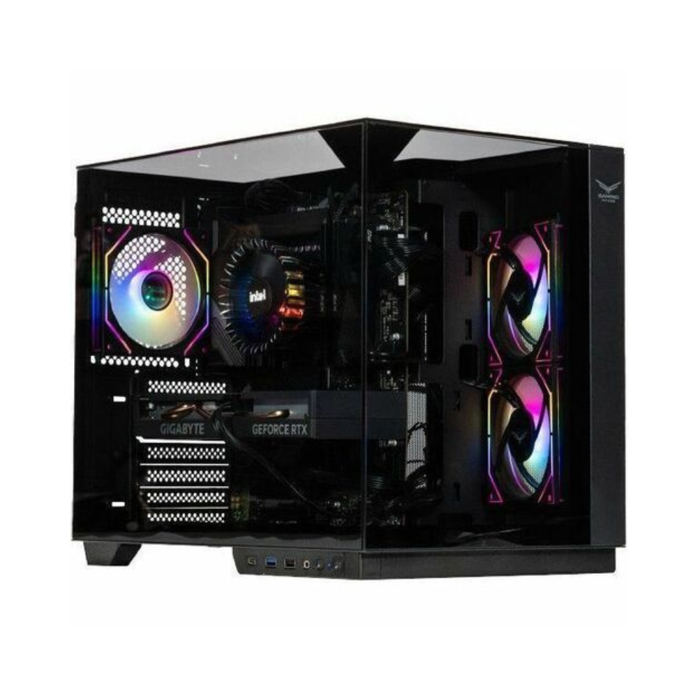 Gabinete gamer Naceb M-ATX cristal templado 2 ventiladores