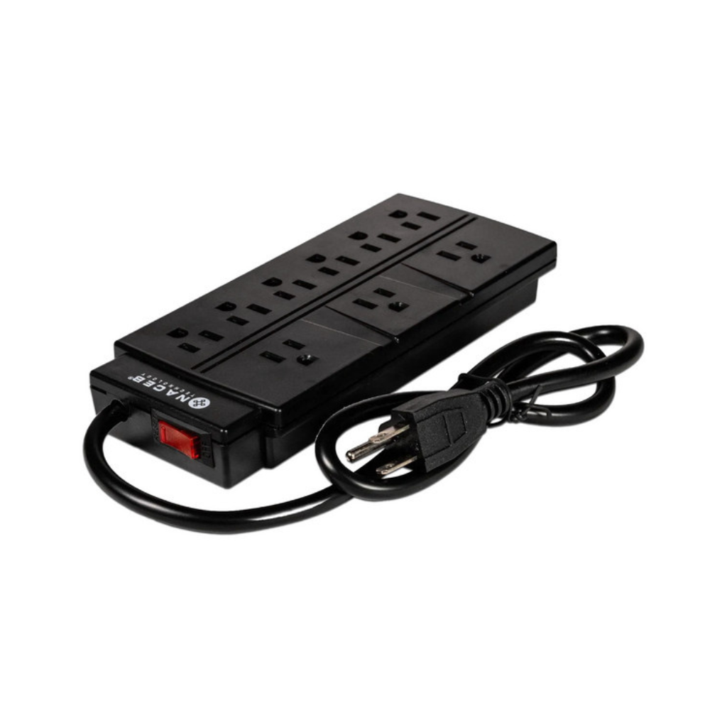 Barra Multicontacto Naceb 9 socket con switch color Negro