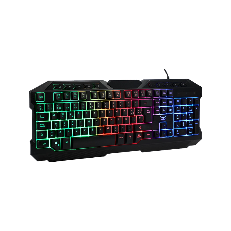 TECLADO GAMER NACEB ALAMBRICO RETROILUMINADO RGB ANTI-GHOSTING MULTIMEDIA