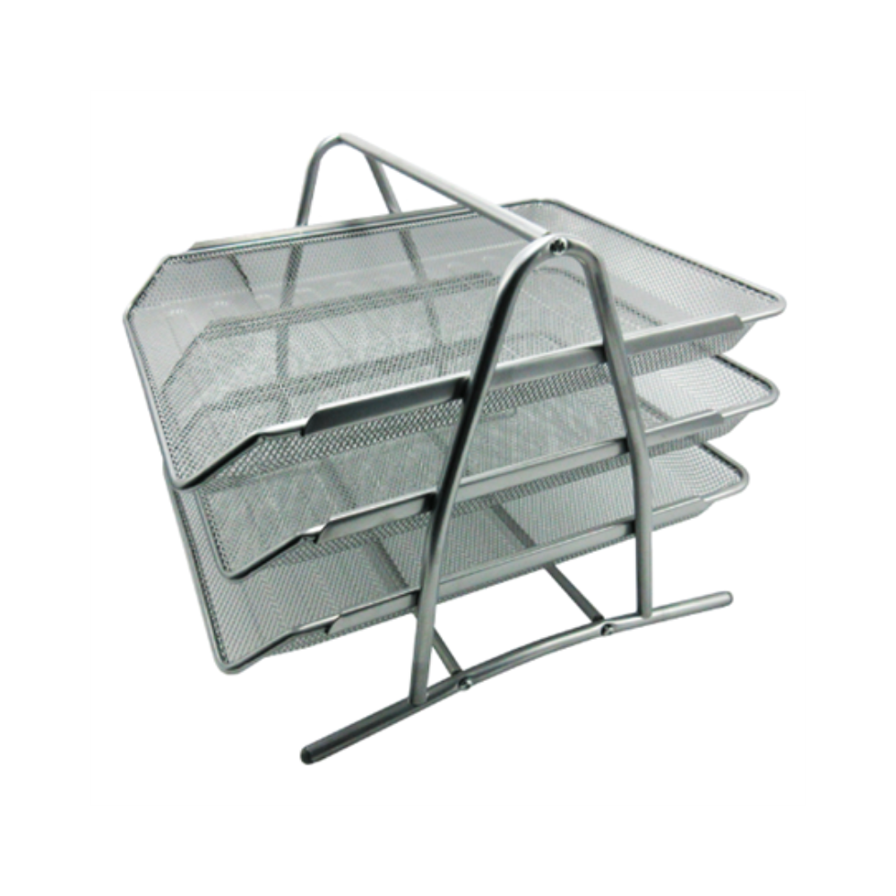 Charola Organizadora Nextep Malla Metálica 3 Niveles Plata Tipo Oficio