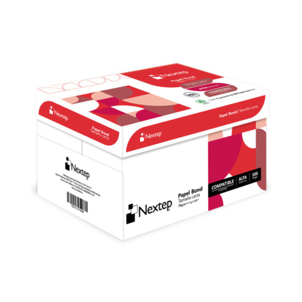 Papel Cortado Nextep Copy Carta 75gr 95% Blancura Caja 5000 Hojas