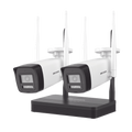 Kit IP Inalámbrico 2 Megapixel 1080p NVS 4 Canales 2 Cámaras Bala para Exterior Lente 2.8mm Dual Light 30m IR + 20m Luz Blanca Audio Bidireccional Micrófono y Bocina Soporta Micro SD 512GB