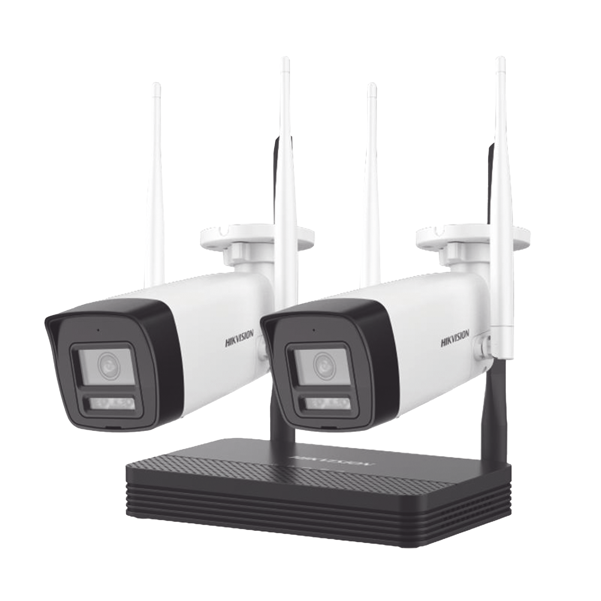 Kit IP Inalámbrico 4 Megapíxel con NVS de 4 Canales, 2 Cámaras Bala para Exterior con Lente de 2.8 mm y Dual Light (30 m IR + 30 m Luz Blanca), Audio Bidireccional (Micrófono y Bocina) y Soporte para MicroSD de hasta 512 GB