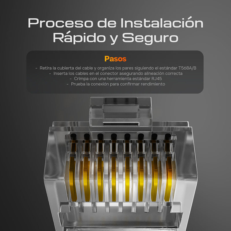 Bote 100Pzas Plug RJ45 Cat6 Qian NW6100 50Micras
