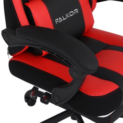 Silla Gamer Nextep Ergonomica Falkor Masaje Lumbar y Reposa Pies Color Rojo/Negro