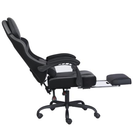 Silla Gamer Nextep Ergonomica Falkor Masaje Lumbar y Reposa Pies Color Gris/Negro
