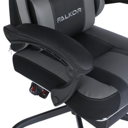 Silla Gamer Nextep Ergonomica Falkor Masaje Lumbar y Reposa Pies Color Gris/Negro