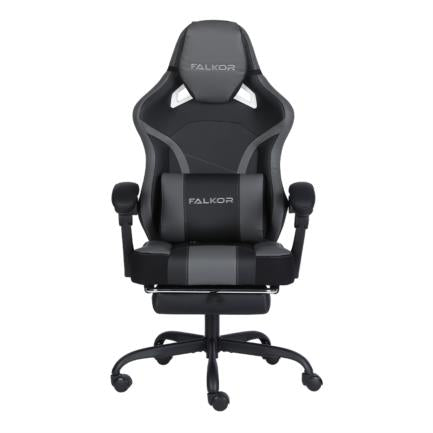 Silla Gamer Nextep Ergonomica Falkor Masaje Lumbar y Reposa Pies Color Gris/Negro