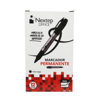 Marcador Nextep Permanente Punto Fino 2Mm Negro C/12 Pzas