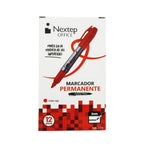 Marcador Nextep Permanente Punto Fino 2Mm Rojo C/12 Pzas