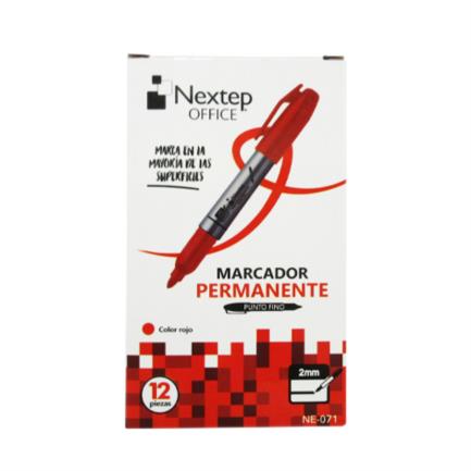 Marcador Nextep Permanente Punto Fino 2Mm Rojo C/12 Pzas