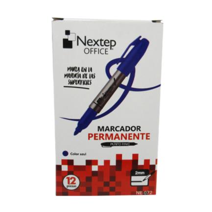 Marcador Nextep Permanente Punto Fino 2Mm Azul C/12 Pzas