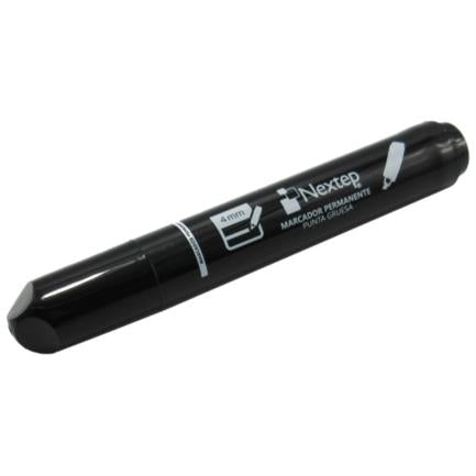 Marcador Nextep Permanente Punta Gruesa Cincel 4Mm Negro C/12 Pzas