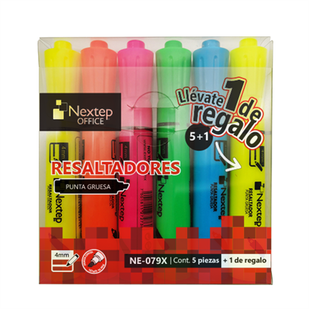 Marcador Nextep Resaltador Juego De 5 Colores Punta Cincel 4Mm