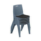 Silla De Visitas/Comedor Nextep Fibra Alta Resistencia Acojinada Apilable Gris Obscuro