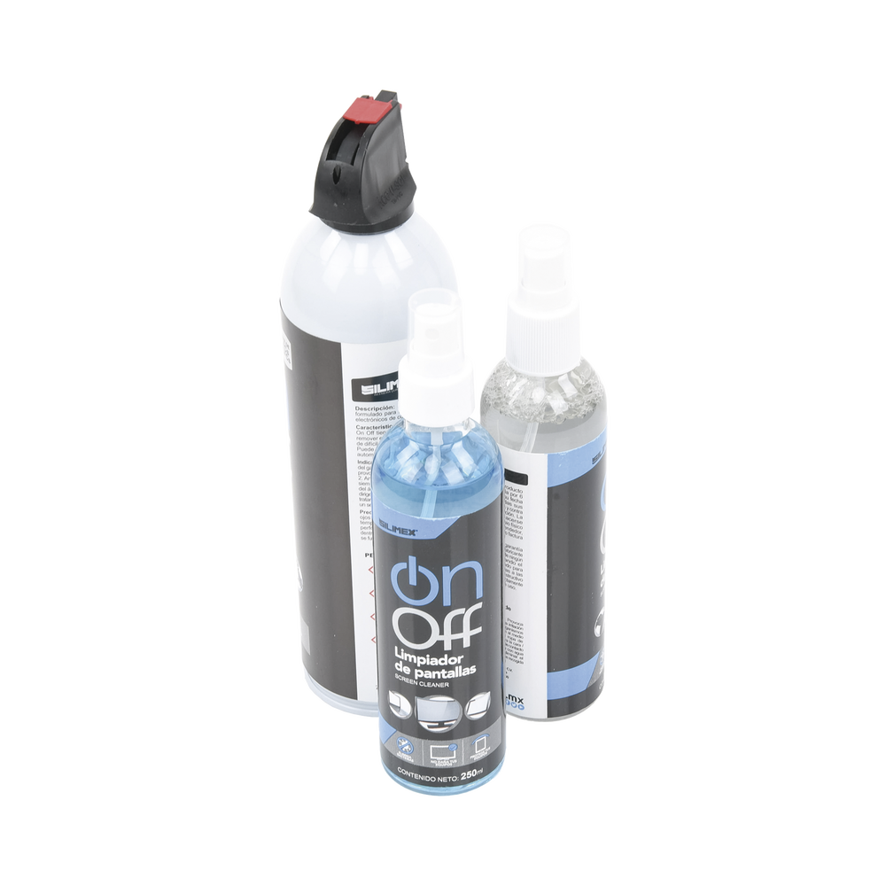 Kit de Limpieza, incluye 4 productos especializados en limpieza de pantallas y superficies, equipo de computo y electronicos