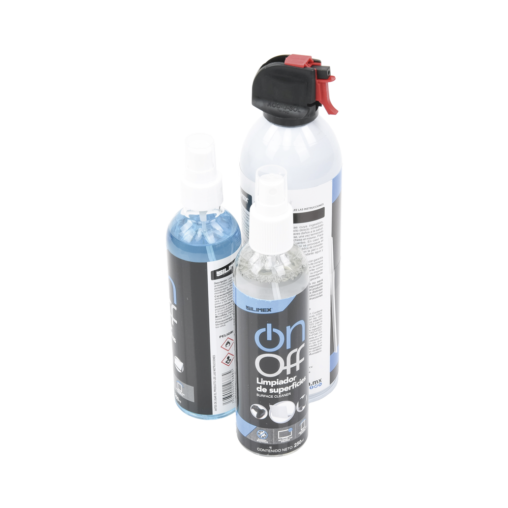 Kit de Limpieza, incluye 4 productos especializados en limpieza de pantallas y superficies, equipo de computo y electronicos