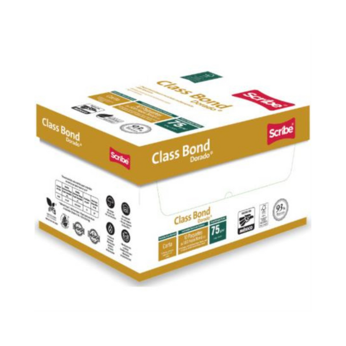 Papel Cortado Scribe Class Bond Dorado Carta 93% Blancura 75g C/5000