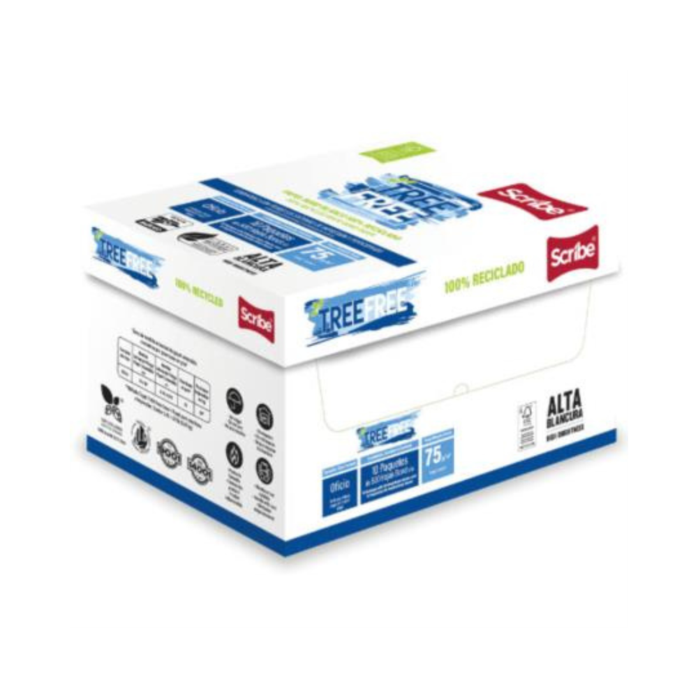 Papel Cortado Scribe Tree Free Oficio 100% Reciclado 93% Blancura 75g ...