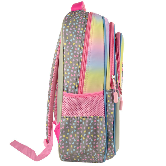 Mochila Perfect Choice Explorer rosa escolar para niños diseño de arcoiris modelo PC-084396