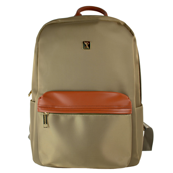 Mochila Perfect choice para laptop Sahara modelo PC-084884 color Café con Naranja