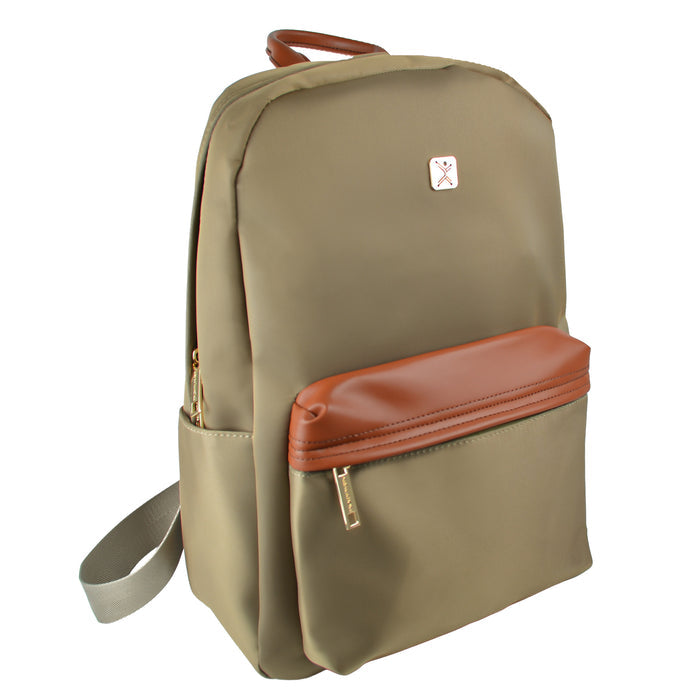 Mochila Perfect choice para laptop Sahara modelo PC-084884 color Café con Naranja
