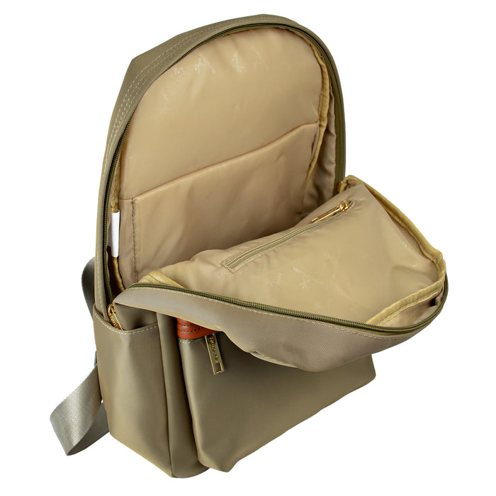 Mochila Perfect choice para laptop Sahara modelo PC-084884 color Café con Naranja