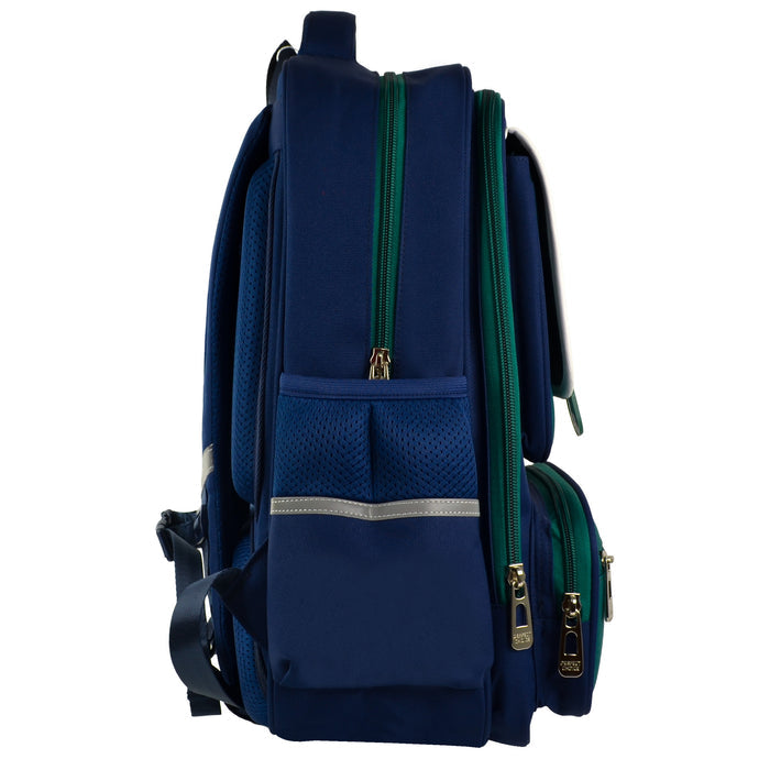 Mochila escolar Perfect Choice para niños Brumby modelo PC-085188 color Azul con Verde