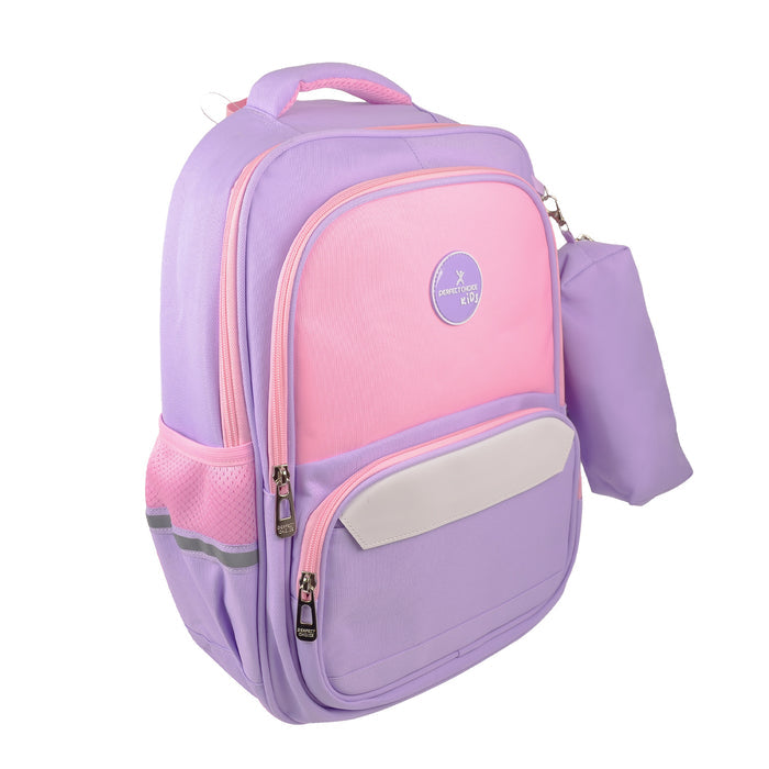 Mochila Escolar Perfect Choice para niños Bookery modelo PC-085249 color Lila con Rosa