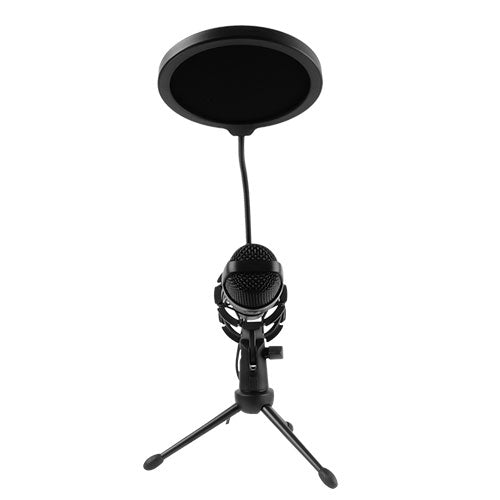 Microfono Perfect Choice con filtro anti POP y tripie de escritorio 3.5mm frecuencia de 20HZ modelo PC-110583 color Negro